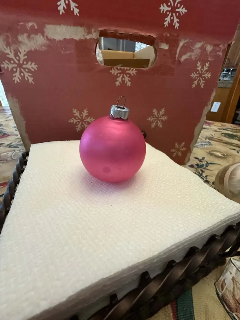 Vintage Matte Pink Glass Christmas Ball Ornament